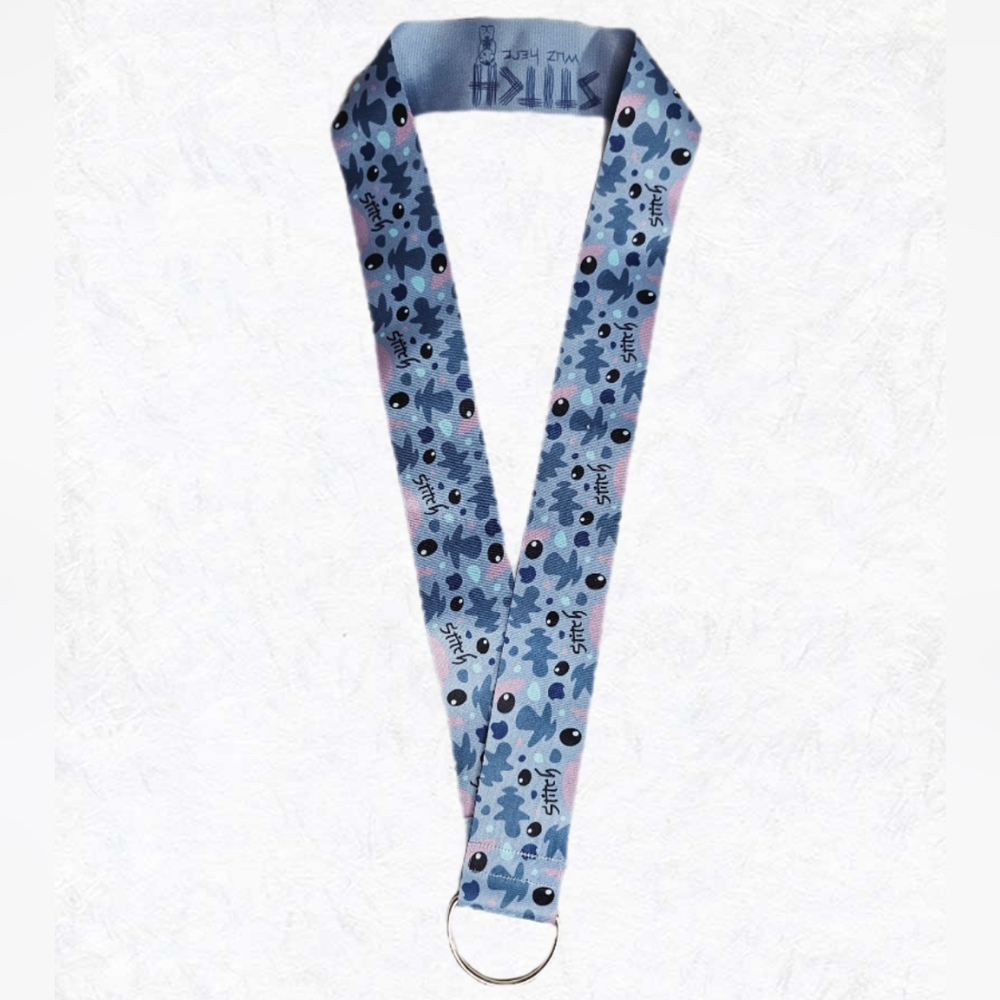 Disney Lilo & Stitch Wide Pin Lanyard Reversible Blue